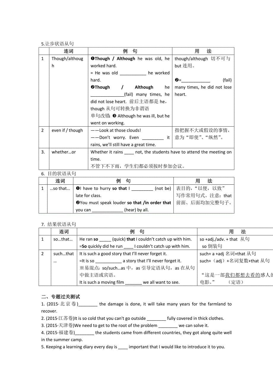 高三第一轮复习语法——状语从句_第5页