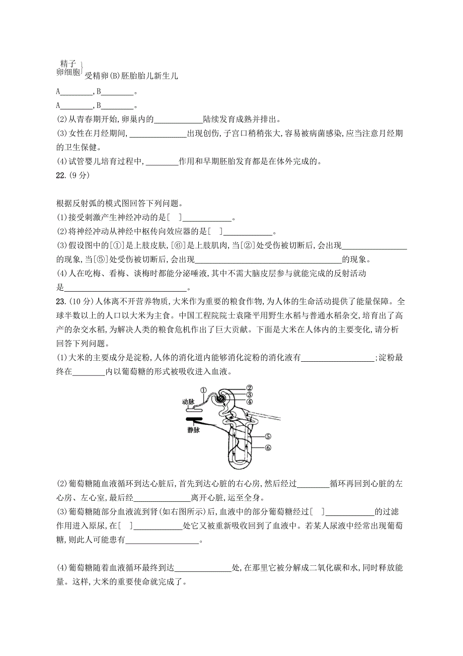 2022年春七年级生物下册 期末测评1 （新版）新人教版_第4页