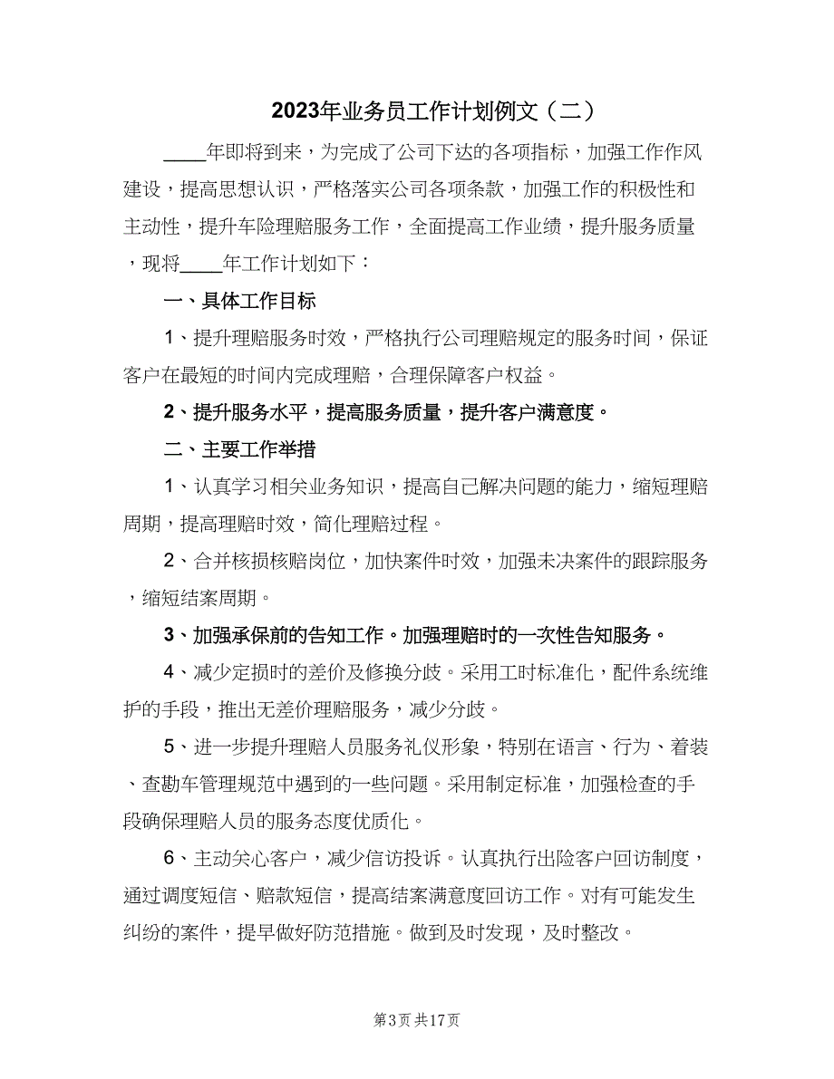 2023年业务员工作计划例文（六篇）_第3页