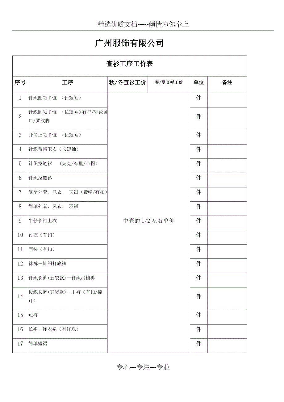 尾部-后道各工序标准价_第1页