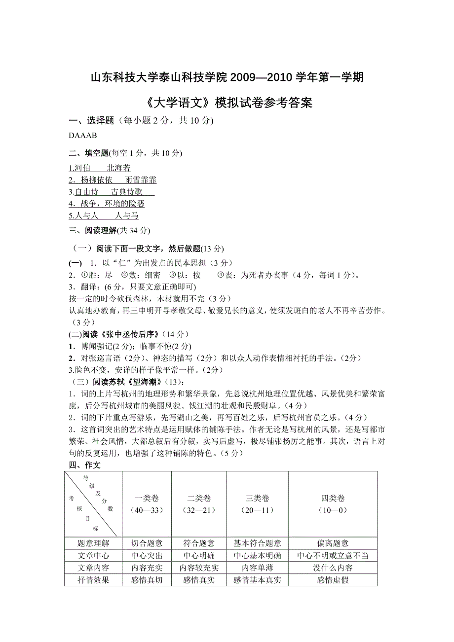 大学语文模拟试卷及答案8_第4页