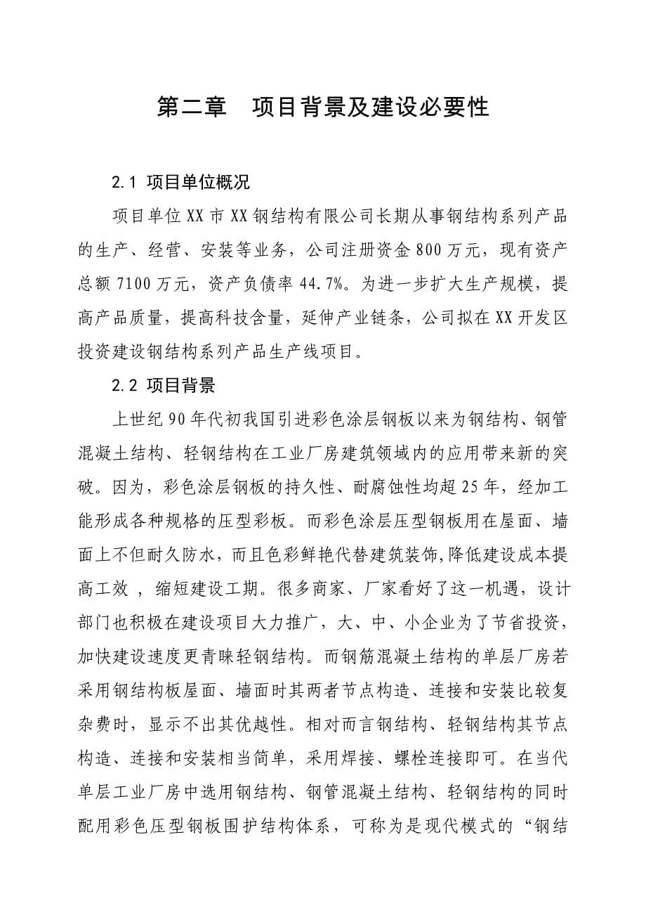 XX钢结构加工生产线项目可行性研究报告_第5页