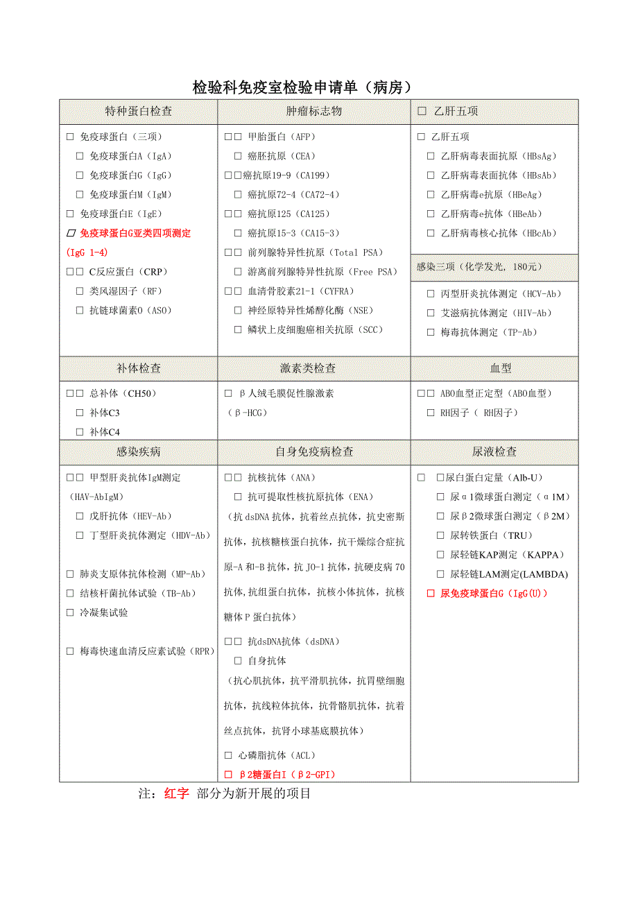 第三篇检验科免疫室检验申请单病房_第1页