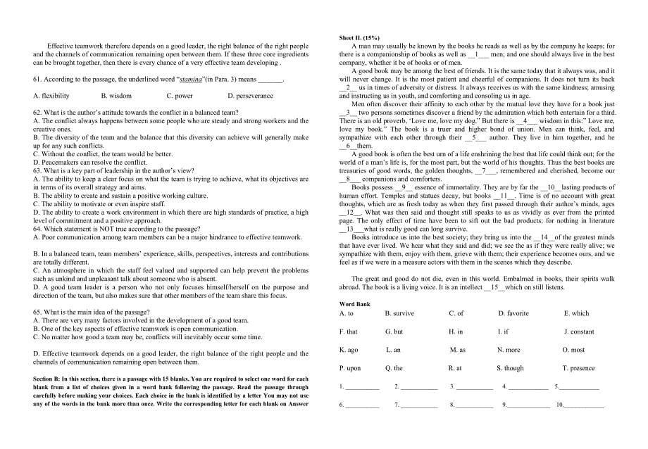 [宝典]北京大学留学生入学考试英语试卷_第5页