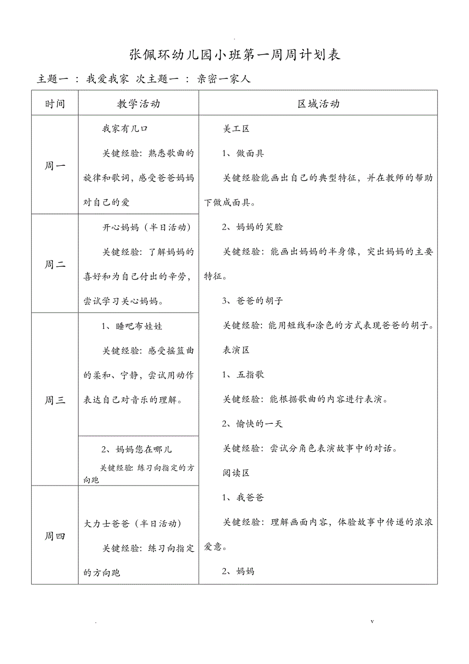 小班下学期周计划_第1页