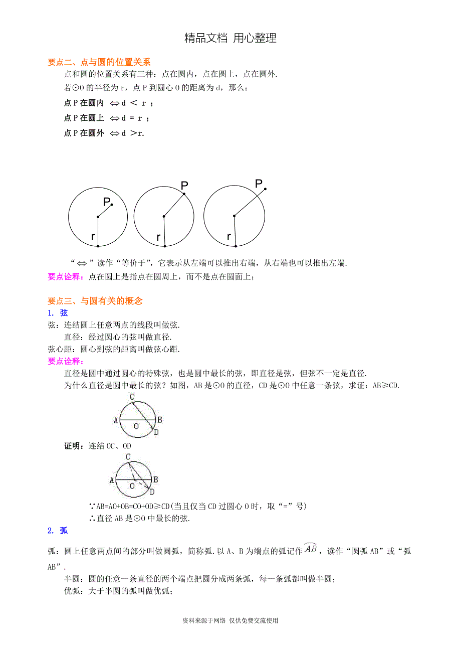 苏教版九年级上册数学[圆的有关概念及圆的确定—知识点整理及重点题型梳理]_第2页