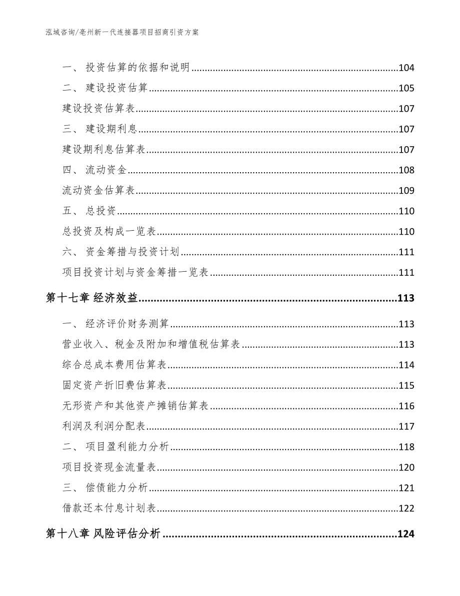 亳州新一代连接器项目招商引资方案【模板范本】_第5页