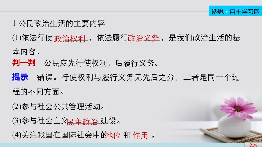 高中政治 1.3 政治生活 自觉参与课件 新人教必修2_第4页