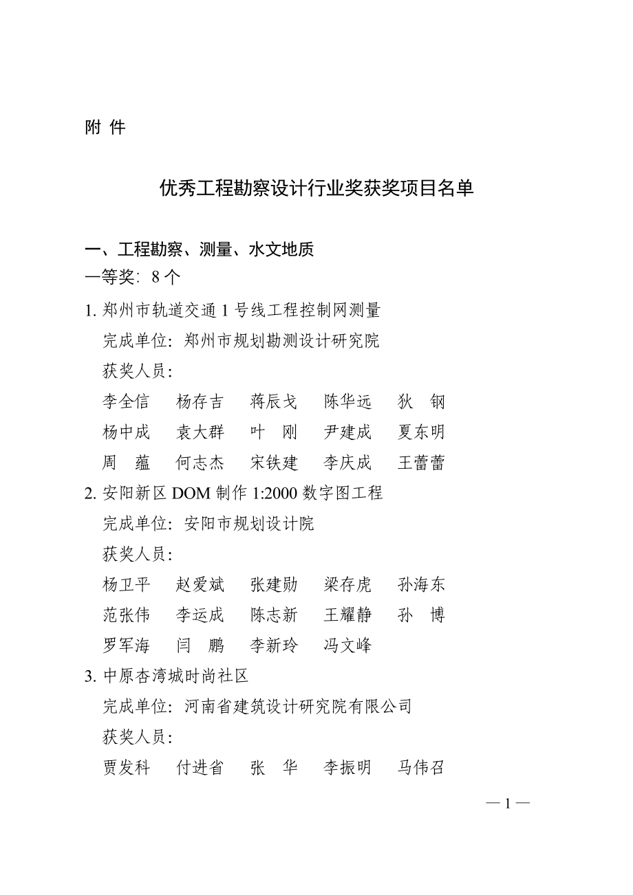 优秀工程勘察设计行业获奖_第1页