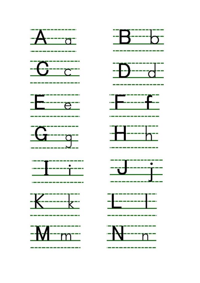 26个字母在四线三格中的书写