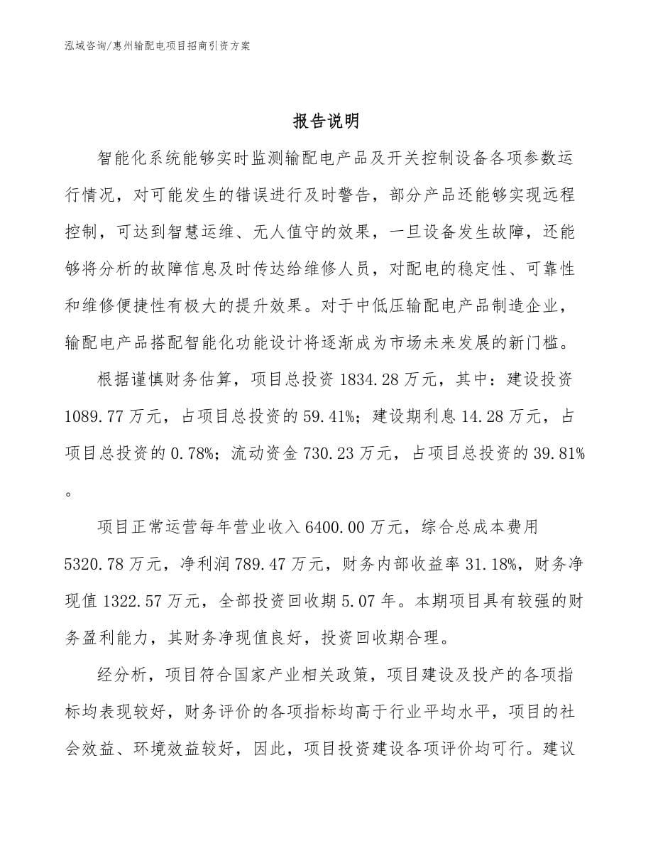 惠州输配电项目招商引资方案_范文模板_第5页