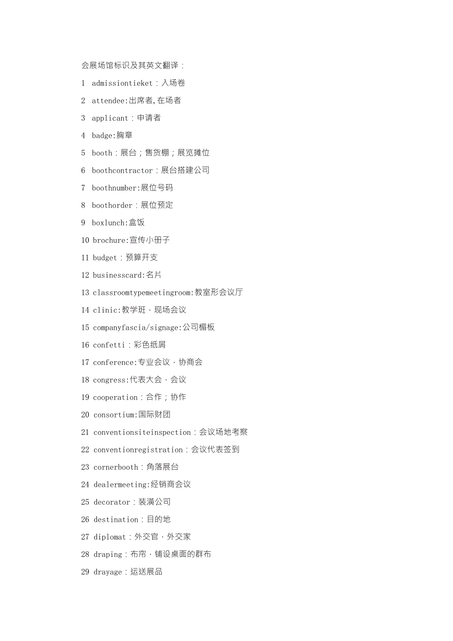 会展场馆专用名词和标识及其英文翻译_第1页
