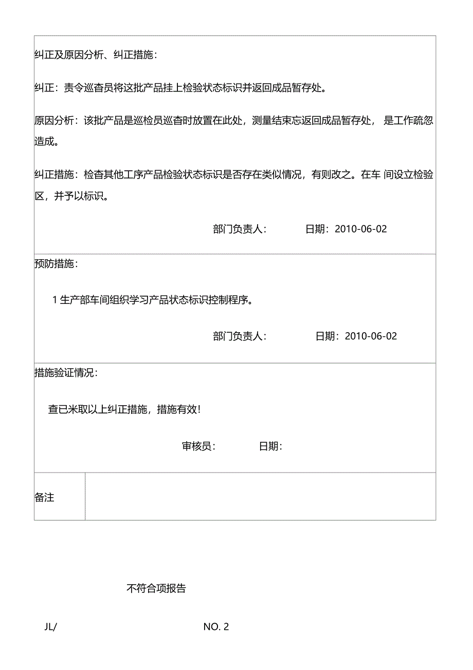 0内部审核不符合项报告3个不合格_第2页