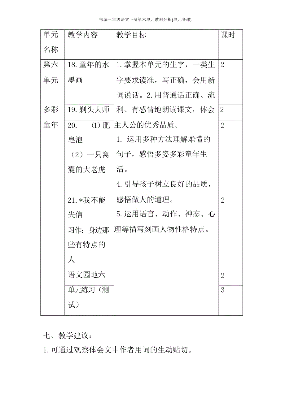 部编三年级语文下册第六单元教材分析(单元备课)_第3页