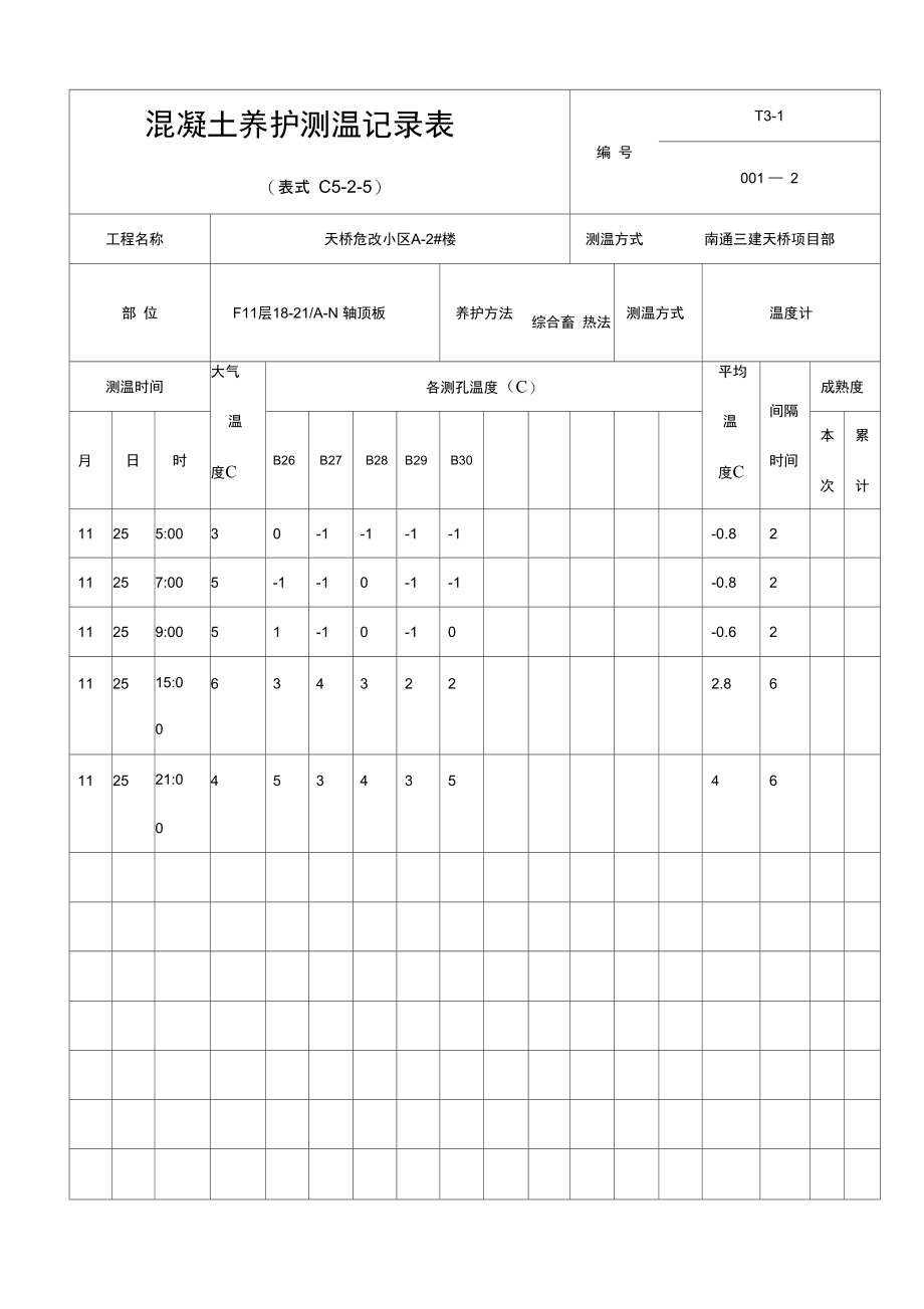 混凝土养护测温记录表_第3页