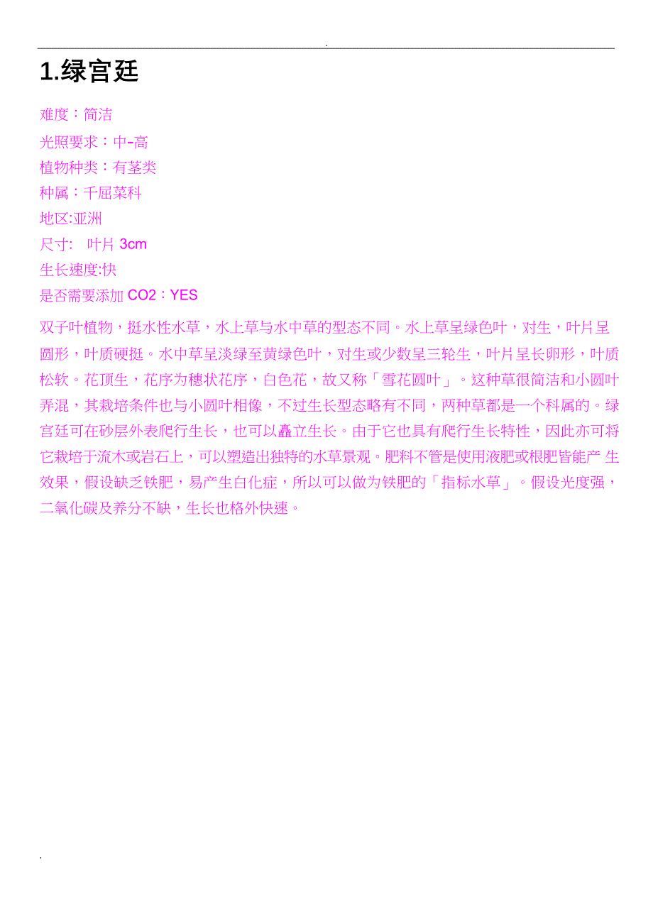 102种水草分布,习性及养殖方法_第1页