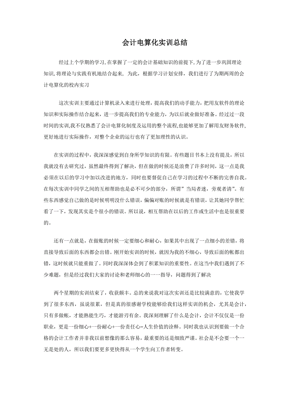 会计电算化实训心得_第1页