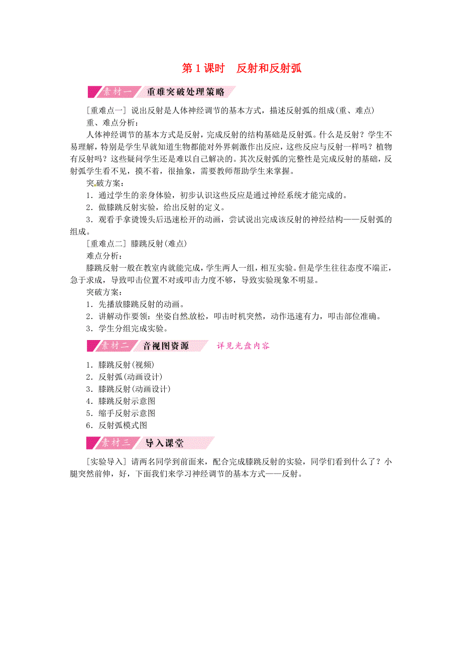 精选类七年级生物下册第四单元第六章第三节神经调节的基本方式备课素材1新版新人教版通用_第1页