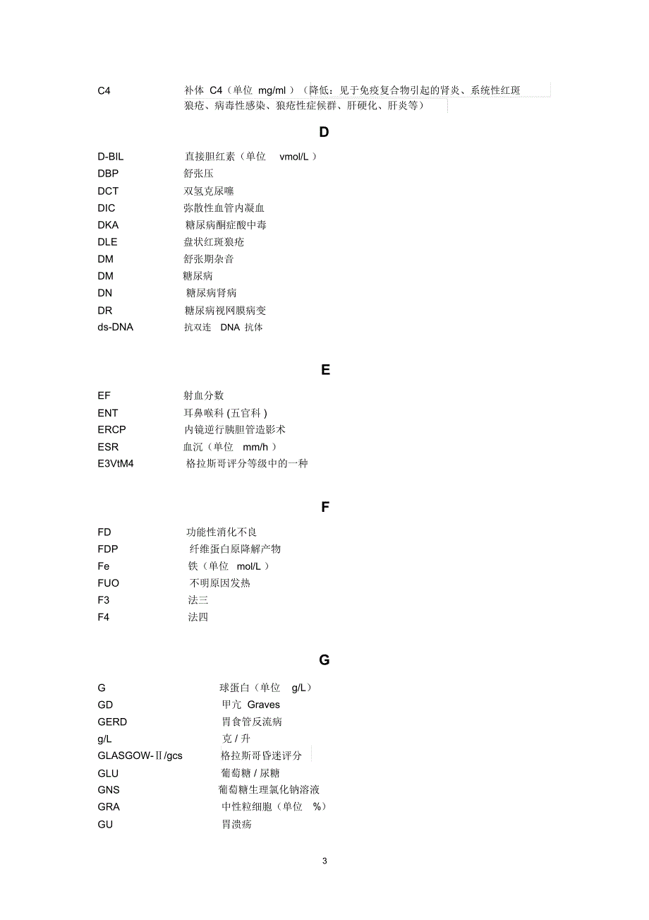 病历常见英文缩写及中文释义对照表精编版_第3页