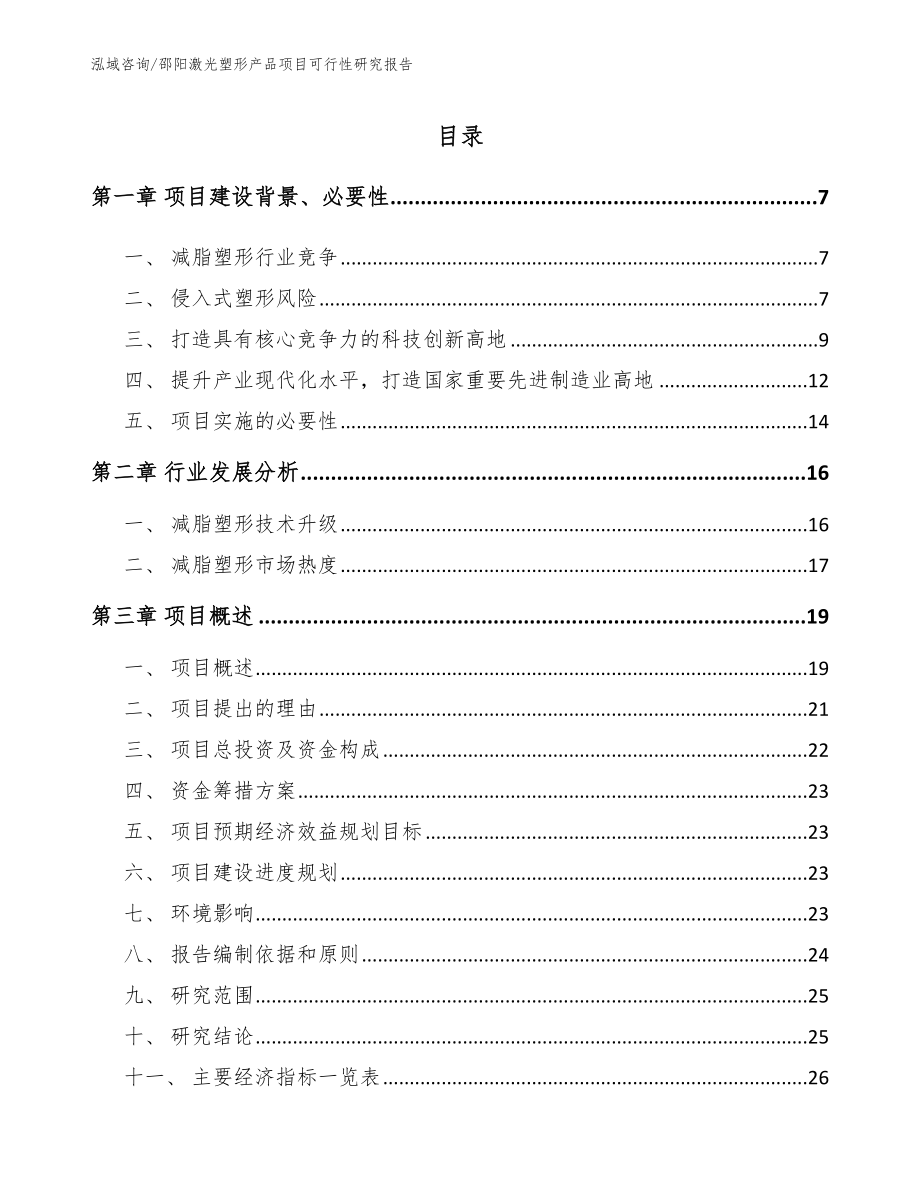 邵阳激光塑形产品项目可行性研究报告_第1页