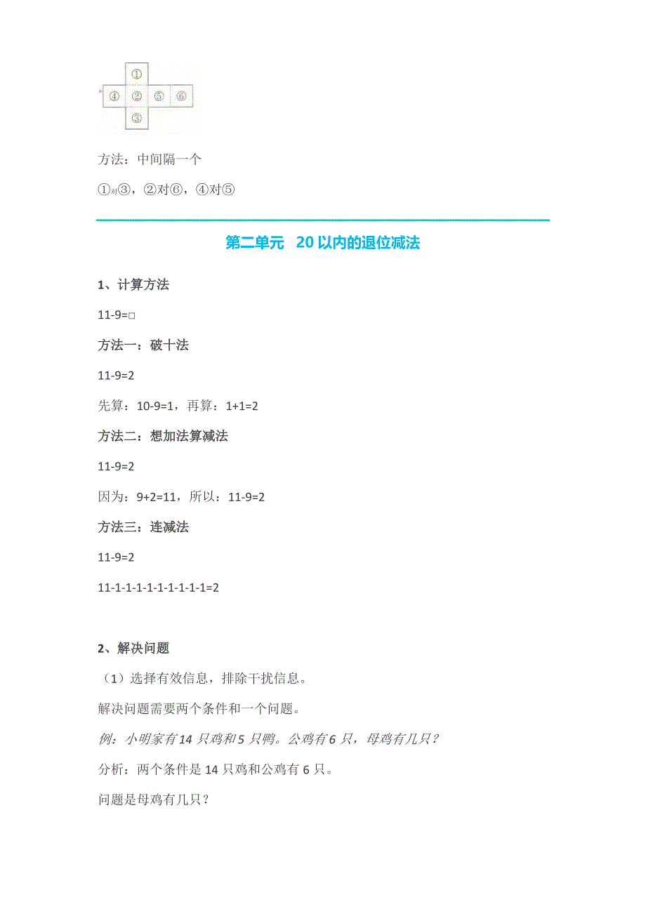 人教版数学一年级下册知识点预习_第2页