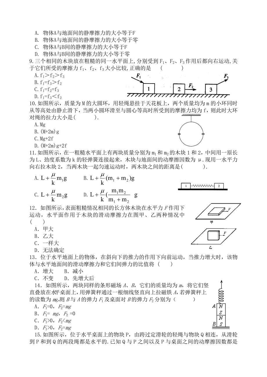 高中物理重力弹力和摩擦力的综合练习题_第2页