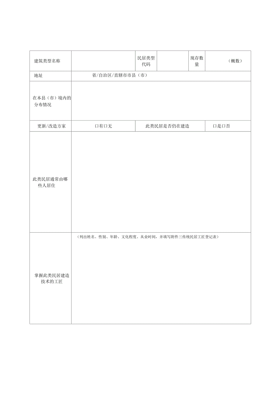 传统民居类型调查登记表_第4页