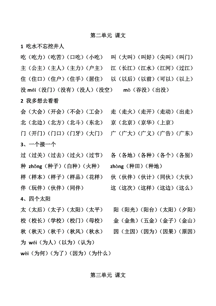 小学一年级下册语文生字组词_第2页