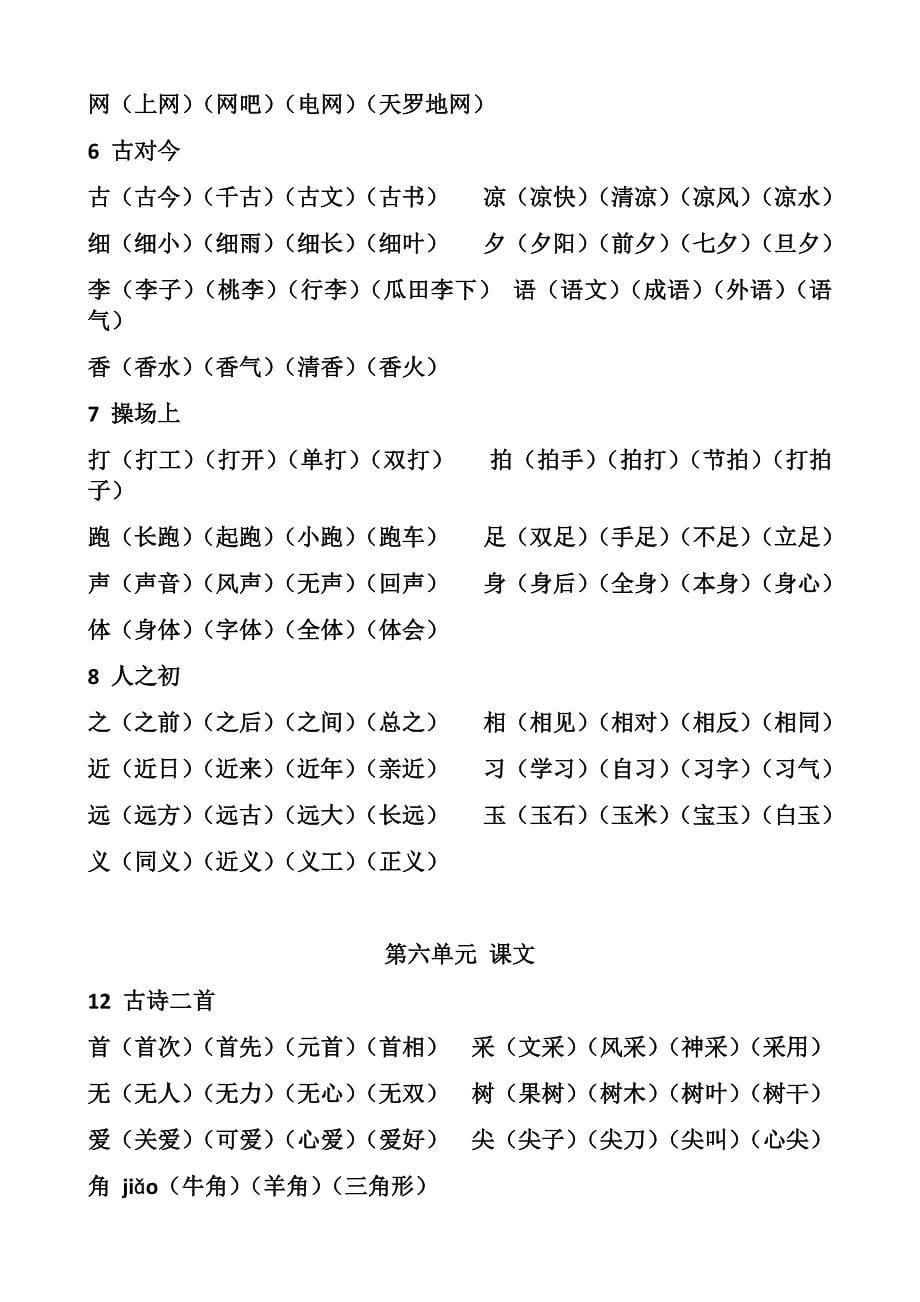 小学一年级下册语文生字组词_第5页