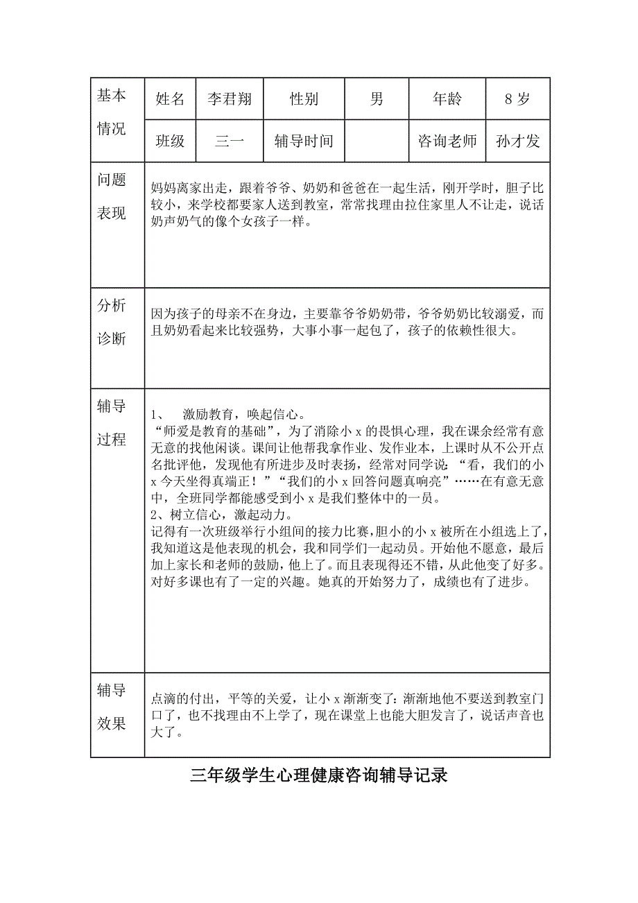 三年级心理健康辅导记录_第2页