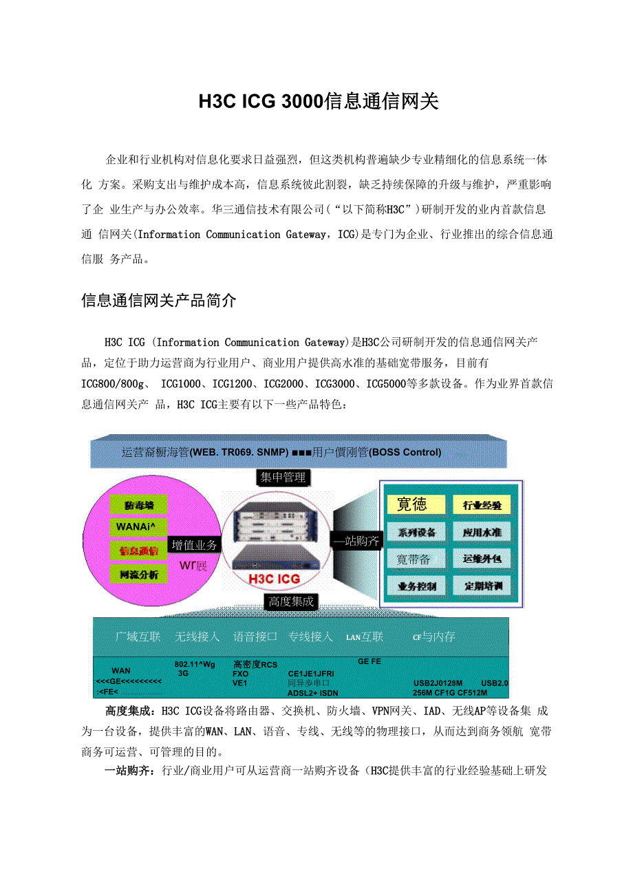 H3C ICG 3000信息通信网关彩页_第1页