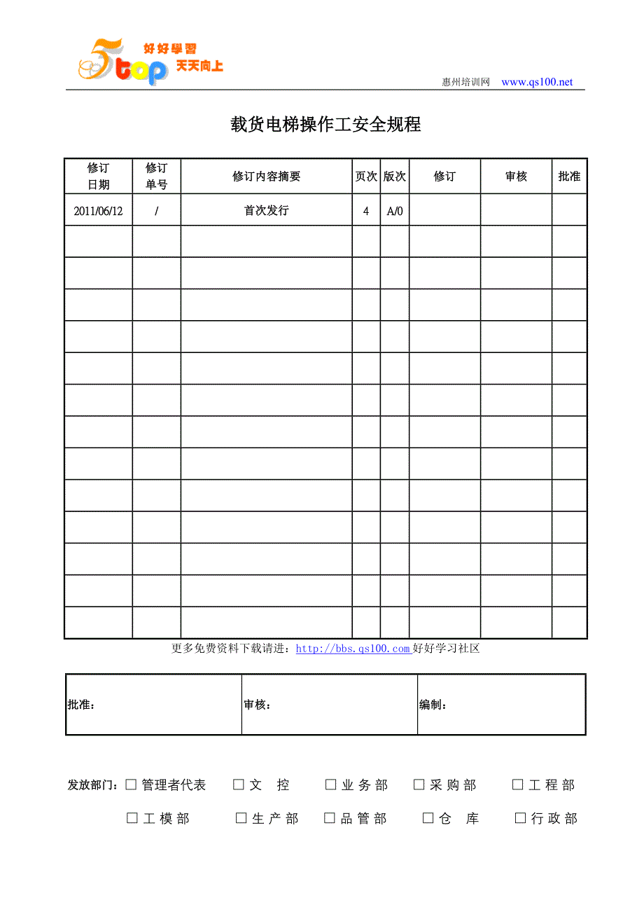 载货电梯操作工安全规程_第1页