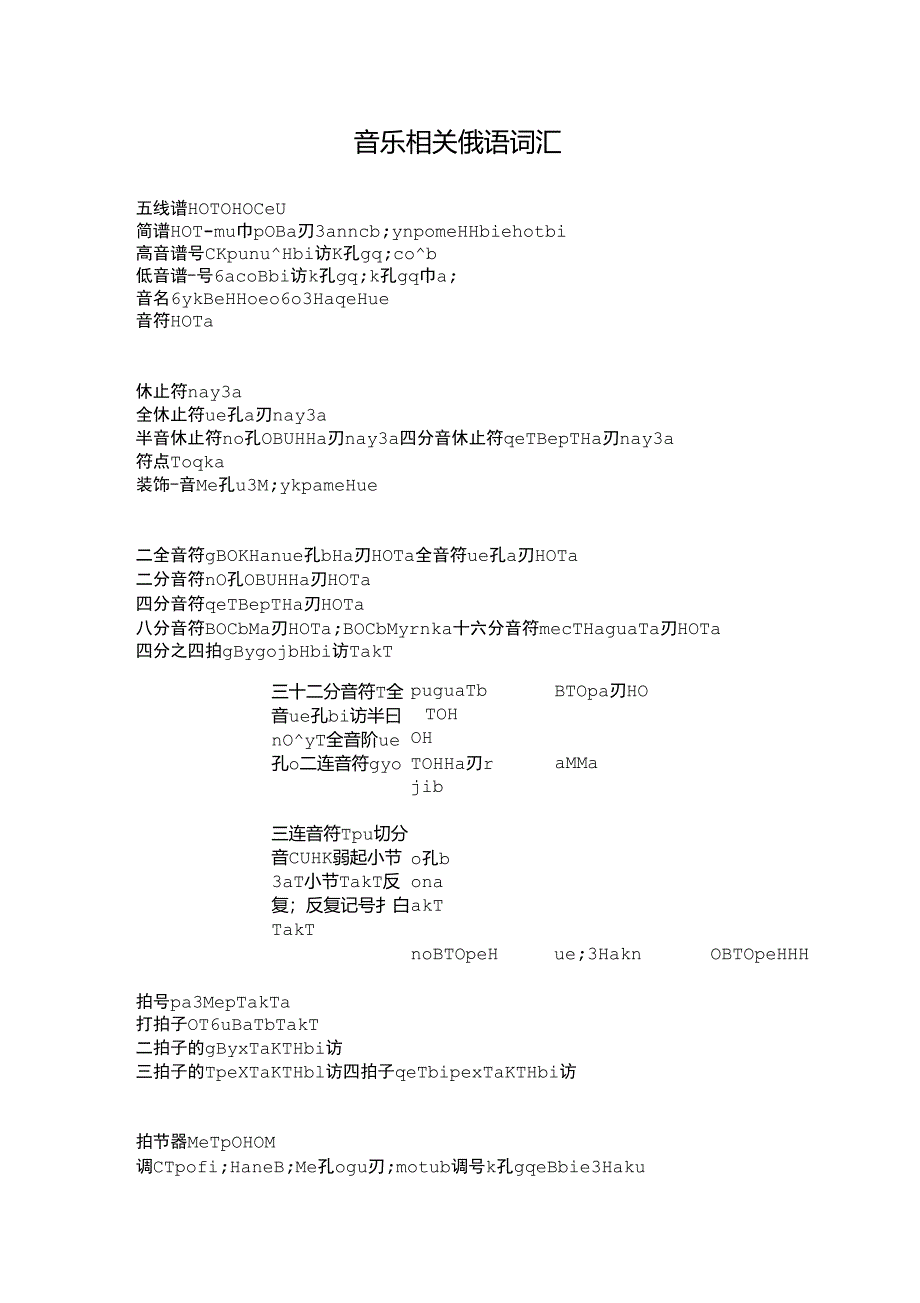 俄语音乐相关词汇_第1页