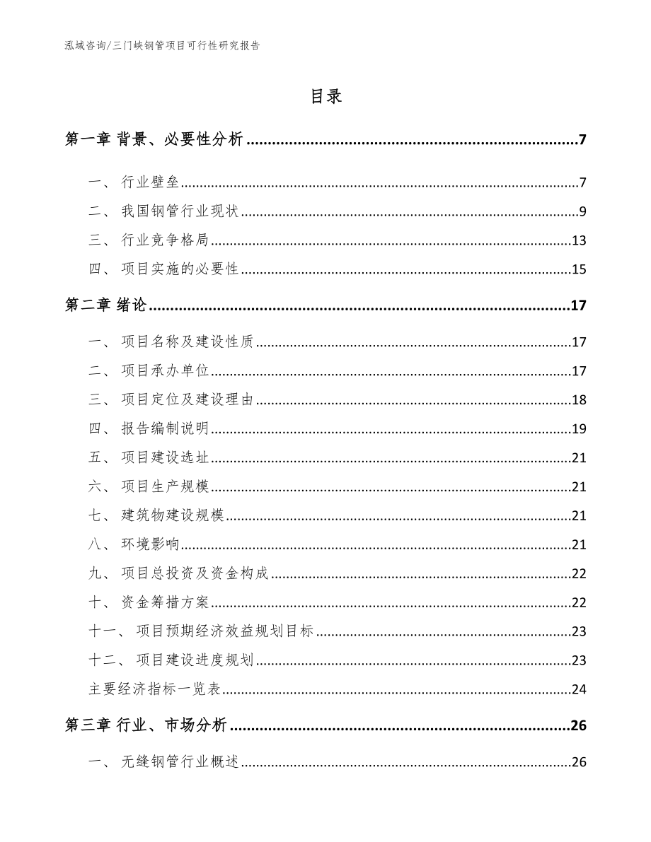 三门峡钢管项目可行性研究报告（模板范文）_第1页