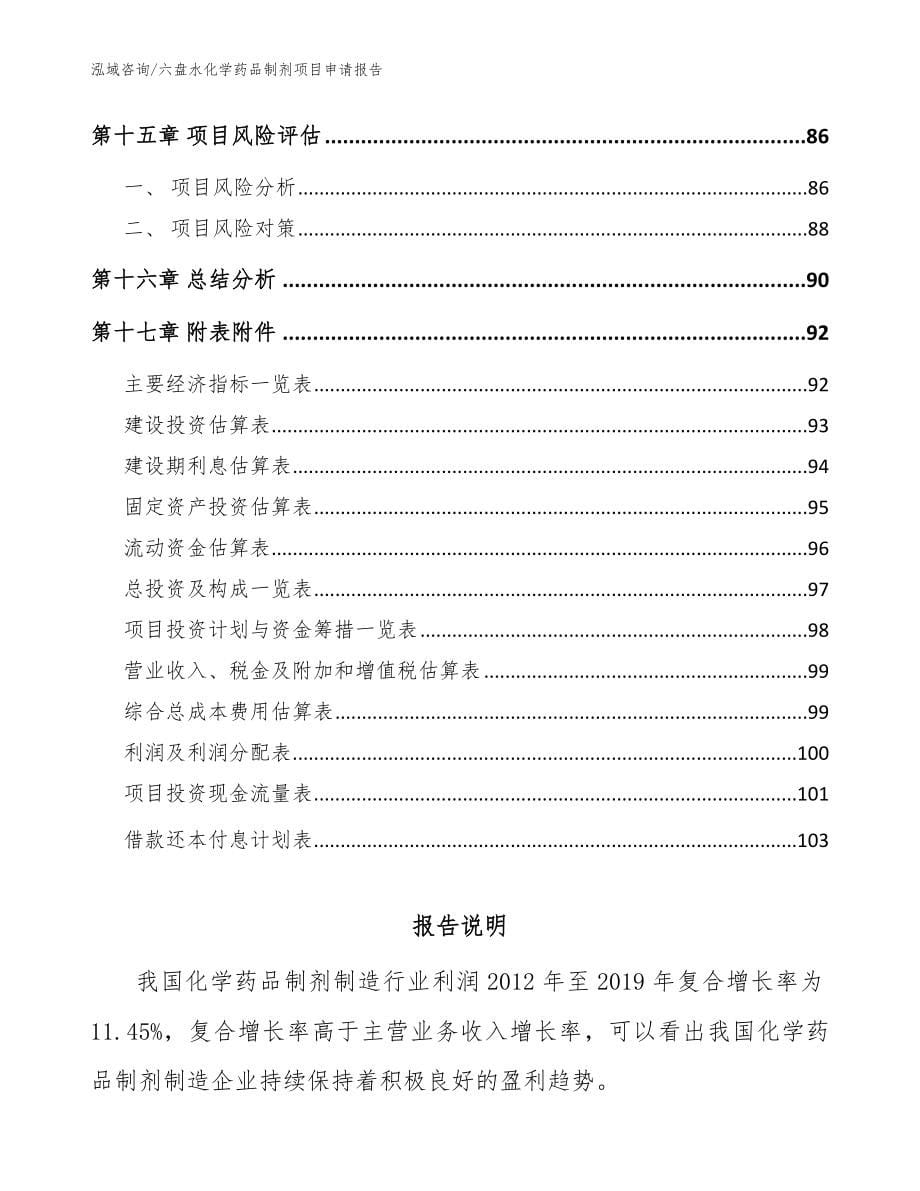 六盘水化学药品制剂项目申请报告【模板范本】_第5页