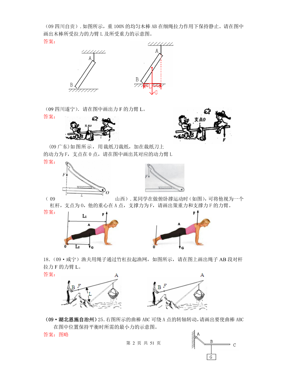 中考物理杠杆、滑轮试题精选(一)_第2页