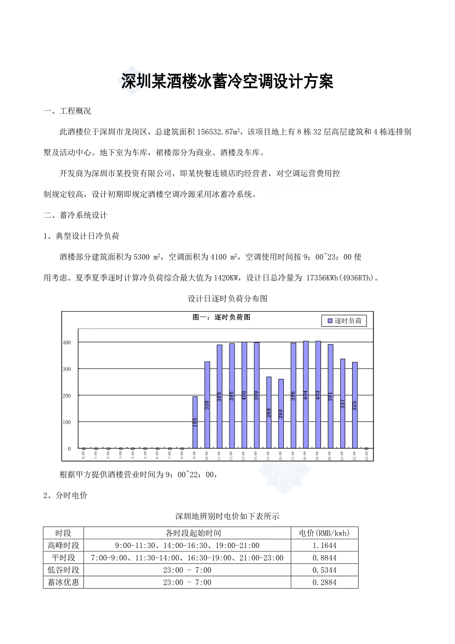 深圳酒楼冰蓄冷空调设计专题方案_第1页