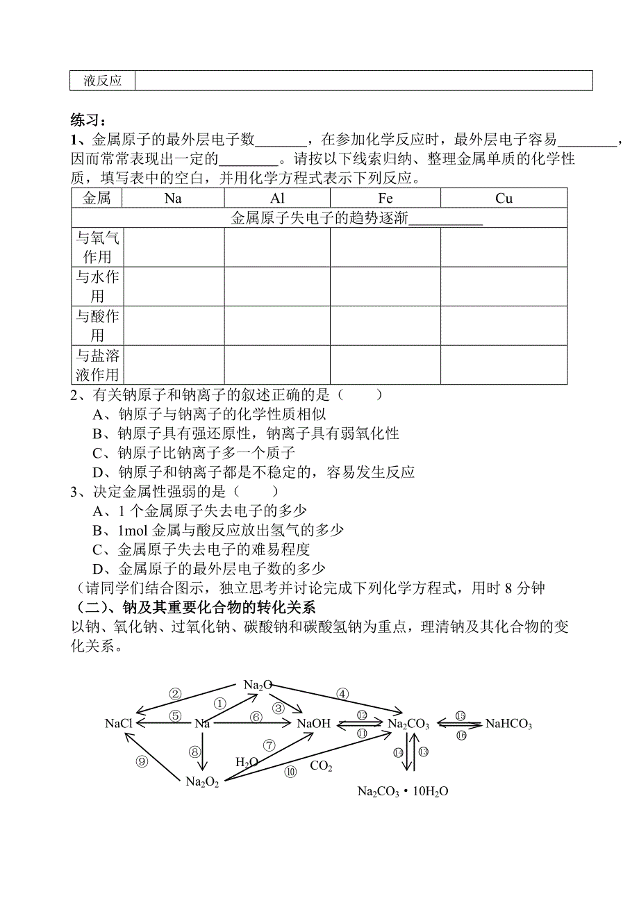 人教必修一第三章金属及其化合物复习学案资料_第2页