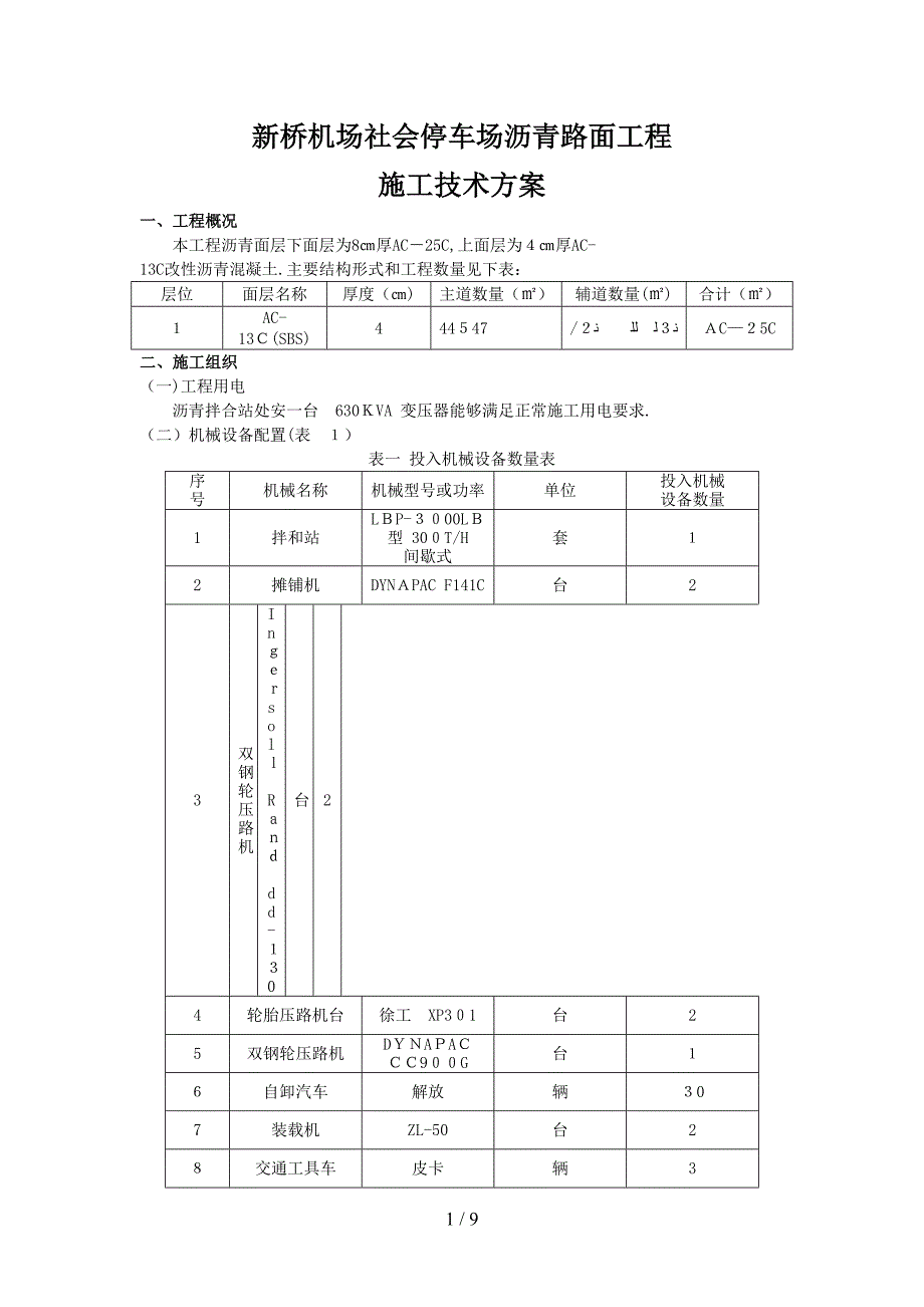 停车场沥青路面工程施工技术方案(同名21812)_第1页