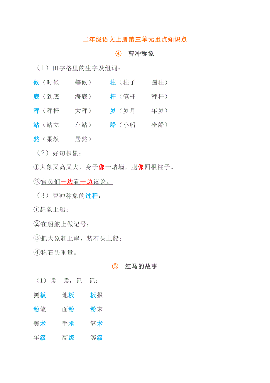 二年级语文上册第三单元重点知识点_第1页