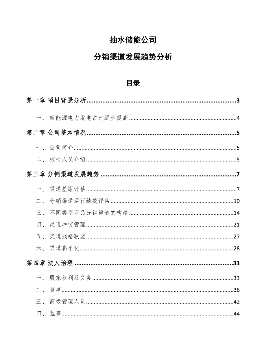 抽水储能公司分销渠道发展趋势分析【范文】_第1页