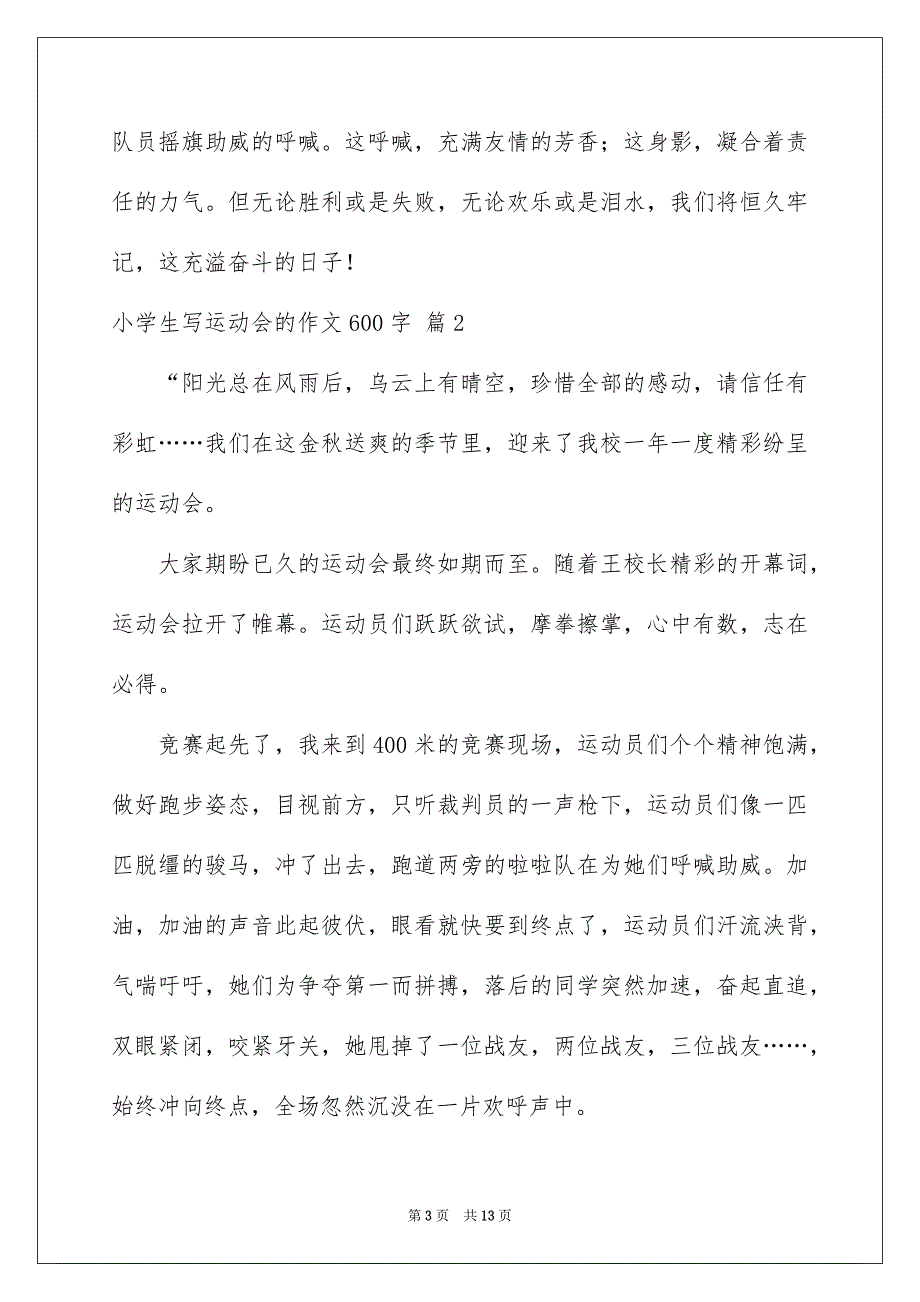 精选小学生写运动会的作文600字锦集7篇_第3页