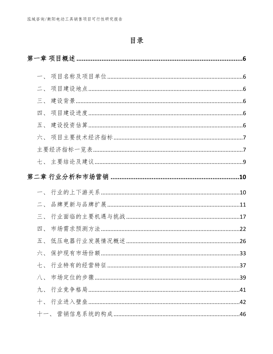 衡阳电动工具销售项目可行性研究报告参考范文_第1页