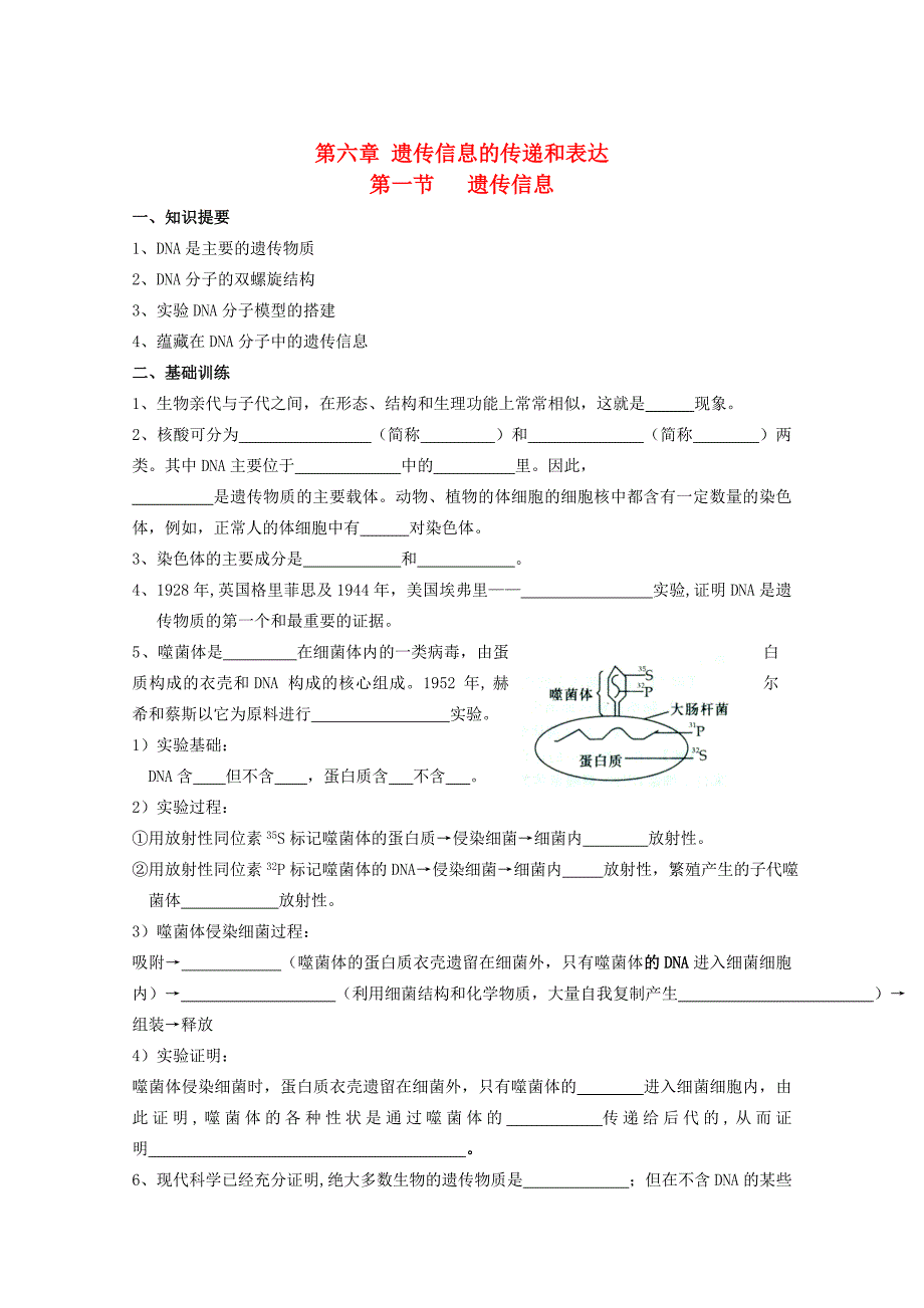 高中生物 遗传信息学习训练_第1页