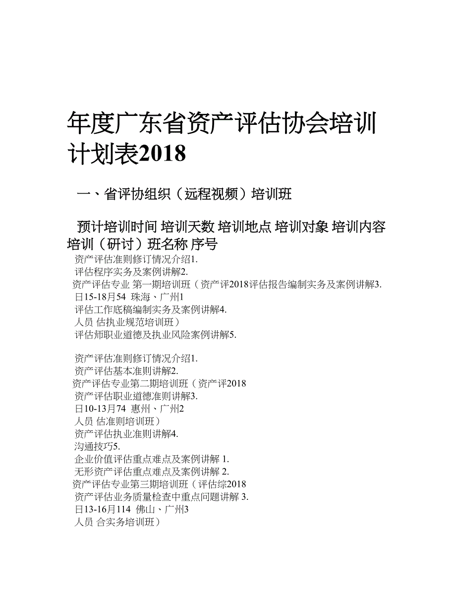 广东省资产评估协会培训计划表_第1页