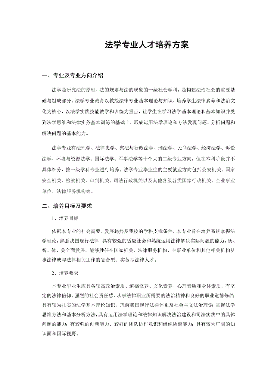 法学专业人才培养方案_第1页
