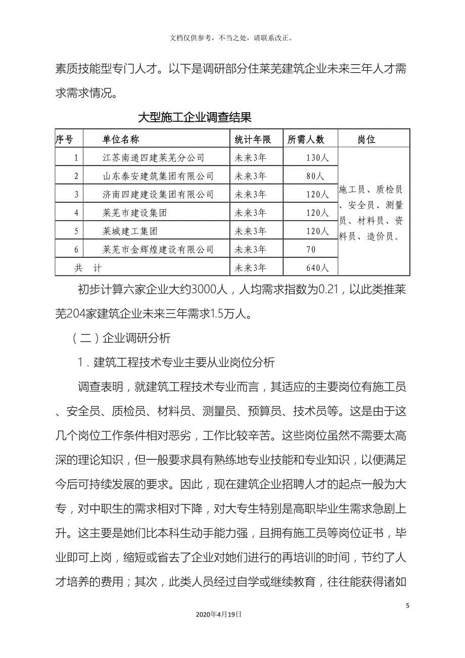 建筑工程技术专业调研报告_第5页