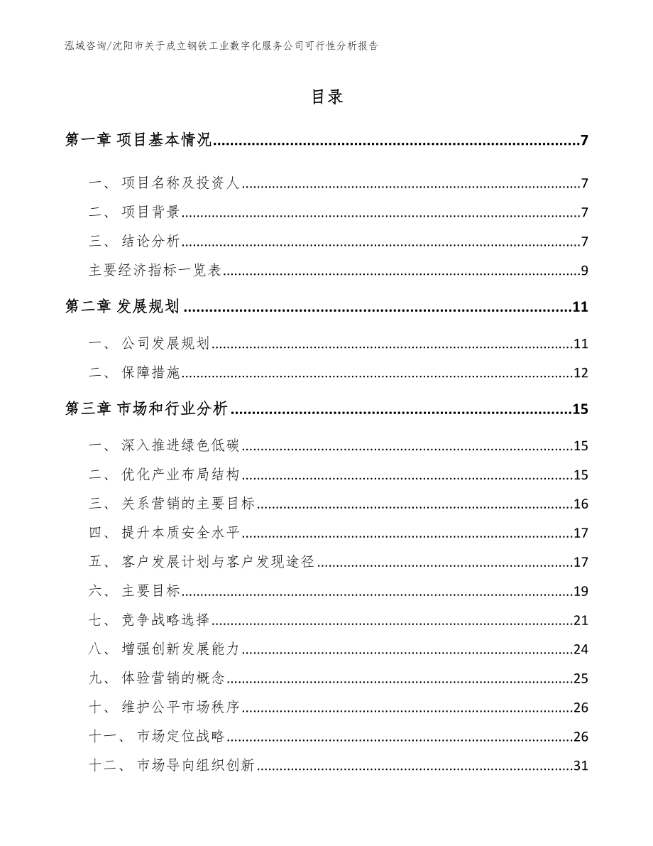 沈阳市关于成立钢铁工业数字化服务公司可行性分析报告_第1页