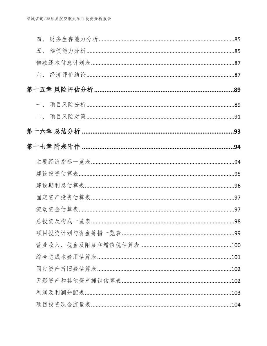 和顺县航空航天项目投资分析报告【参考模板】_第5页