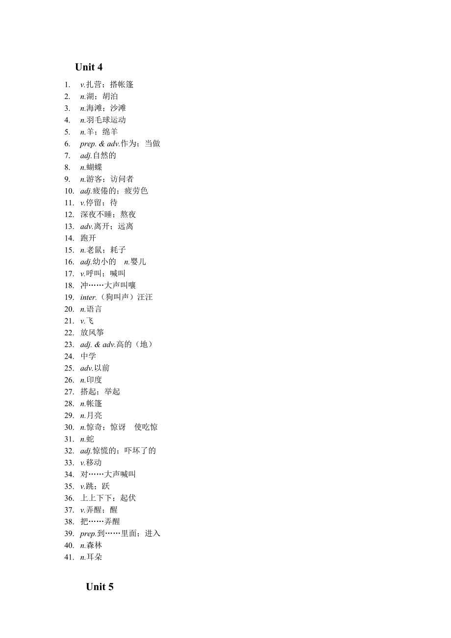 鲁教版(五四制)七年级上册英语单元词汇表_第4页